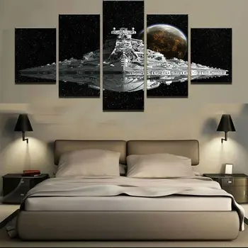 

5PC Framed Home Decor Canvas Print Painting Wall Art Star Wars Spacecraft Poster