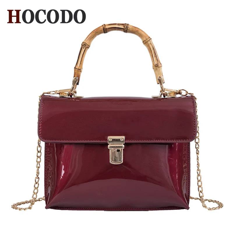 

HOCODO Fashion Glossy Women Handbag Bamboo Handle Simple Solid Color Shoulder Bags Flap Mini Crossbody Bags Purse Bolso Femenino