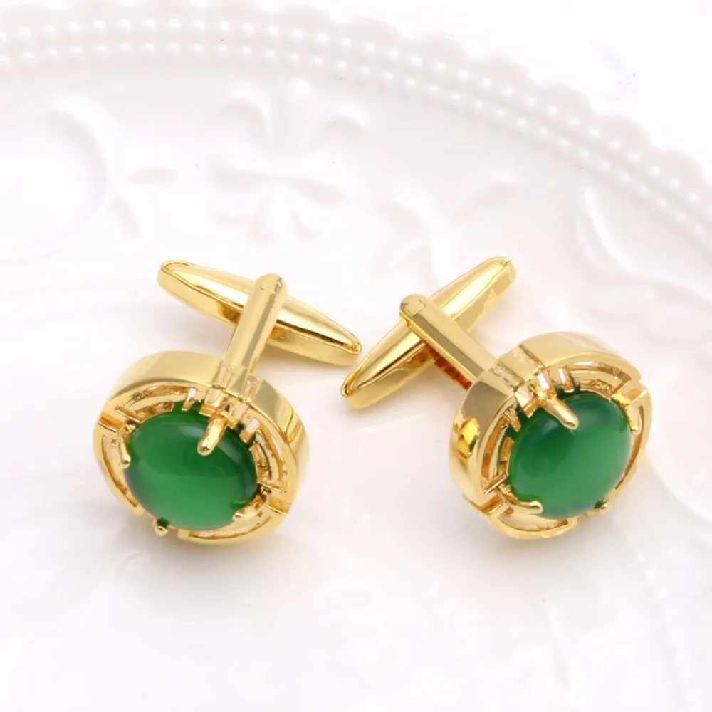 Vintage Green Opal Stone Shirt Cuff Links Cufflinks Mens Wedding Party