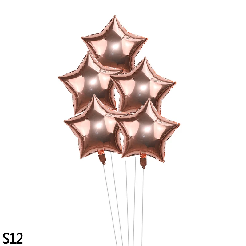 Многоцветный 18-дюймовые "пятиконечная звезда" алюминиевый шар, для дня рождения Вечерние Декорации шарики Свадебные воздушный шар с гелием расходные материалы - Цвет: rose gold S12