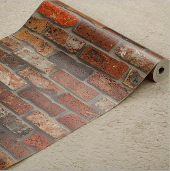 

Chinese red bricks 3D wallpaper 3D retro brick mural wall paper Roll Living room bedroom TV Wall wallpaper background wallpaper