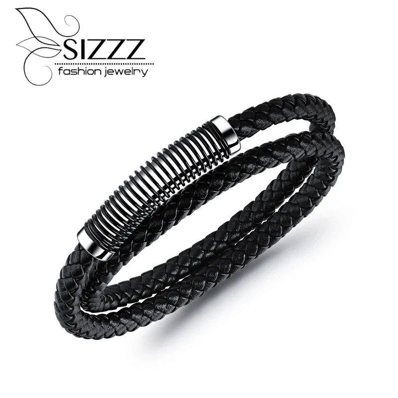 SIZZZ Europe and the United States men's jewellery titanium Leather