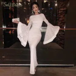 Само Duna 2019 летнее женское Макси белое кружевное платье с длинным рукавом облегающая сексуальная юбка женское вечернее длинное платье