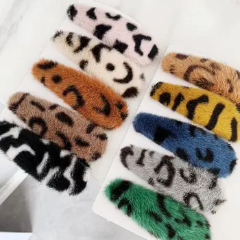 

Korean Fashion Women Leopard Plush Bobby Snap Stick Pin Barrette Clip Hair Accessories Beauty Styling Tools Dropshipping