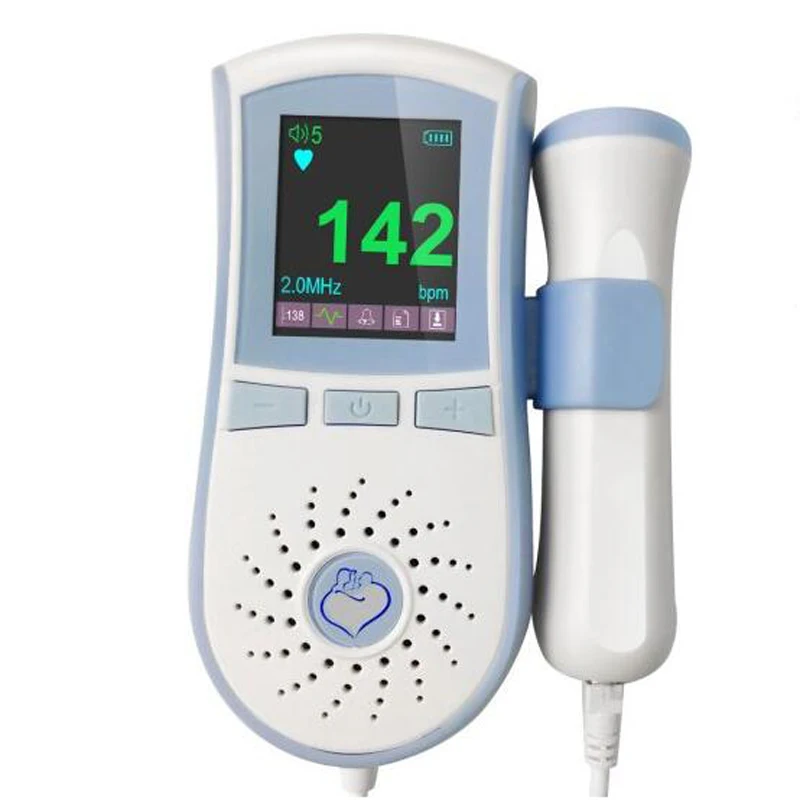 Baratos Color LCD bolsillo Doppler Fetal Prenatal del corazón del Monitor del corazón del bebé 2 MHz 3 MHz Sonda de doble pantalla de interfaz