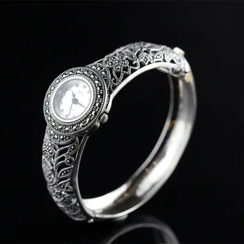 

Vintage Silver Goods Thai Silver Wholesale 925 Sterling Silver Jewelry Noble Ladies Silver Watch Elegant And Refined Bracelet