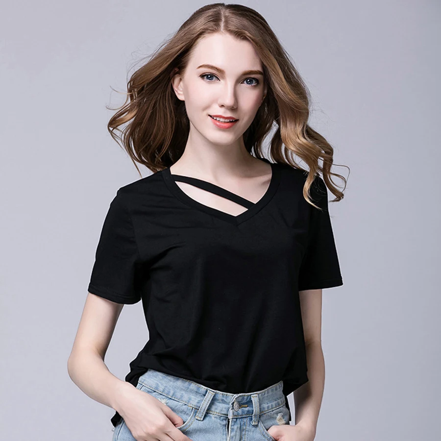 V Neck T Shirt Women Short Sleeve Plus Size Tshirt Cropped V Neck T Shirt Women Short Sleeve Plus Size Tshirt Cropped