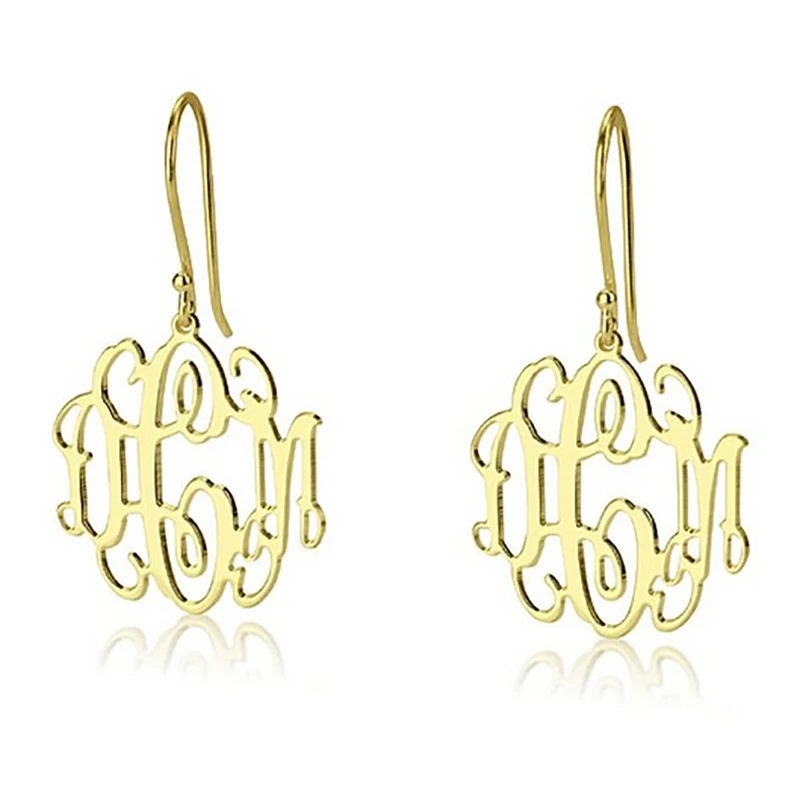 

Custom Personalized Interlocking Font Monogram Earring,New Style Initial Name Drop Accessories Dangle Earring Best Gifts For Her