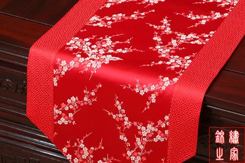 Удлиненная китайская скатерть в виде узкой полосы с кисточками прямоугольная винтажная столовая скатерть 3 размера защитные коврики - Цвет: red with white flora