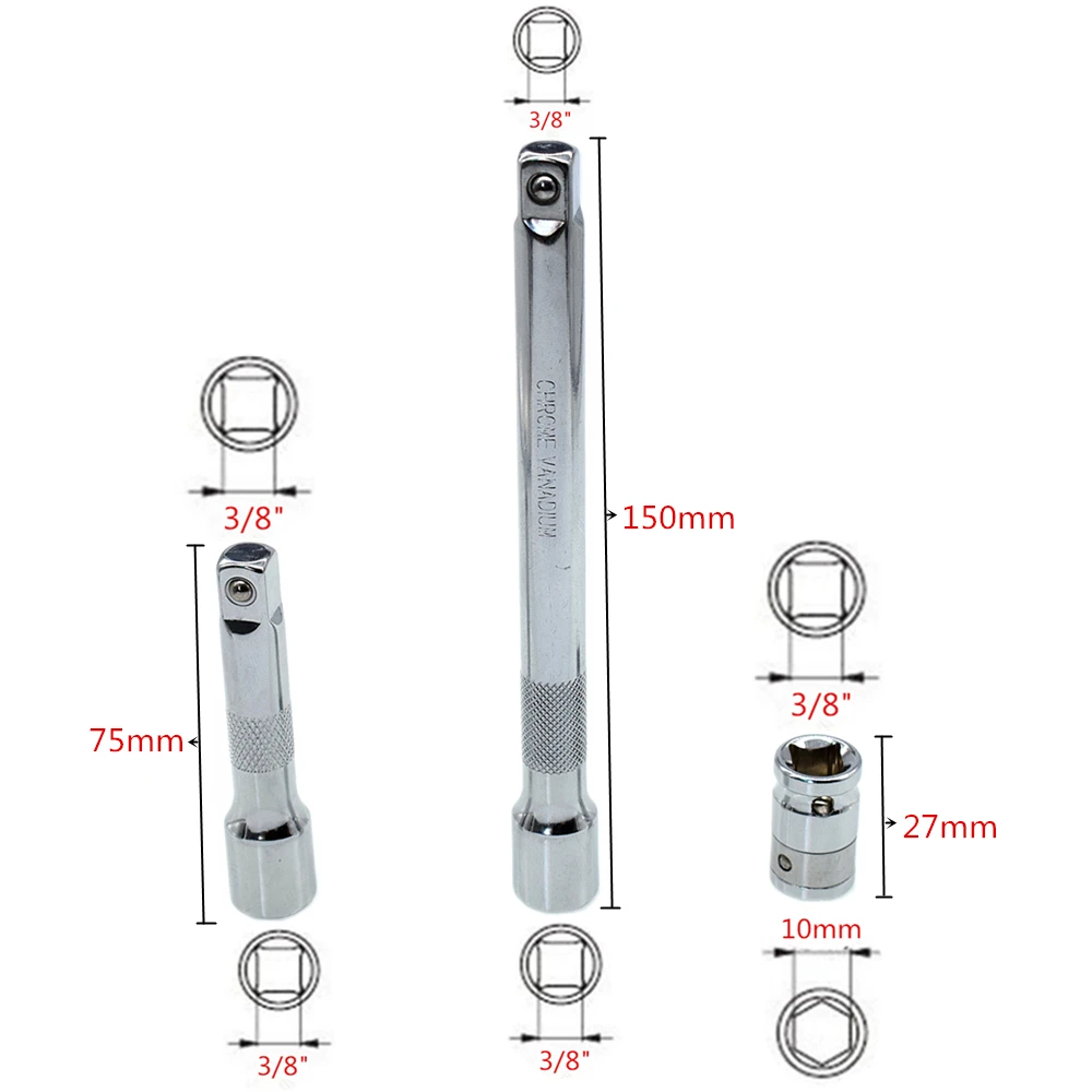 Отвертка Биты переходник для ключей 3/" Квадратный привод до 10 мм шестигранный хвостовик ударная головка адаптер и 3/8" квадратный приводной удлинитель бар