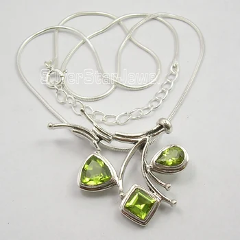 

Chanti International . Beautiful GREEN PERIDOT HANDCRAFTED Necklace 18.5" Inches