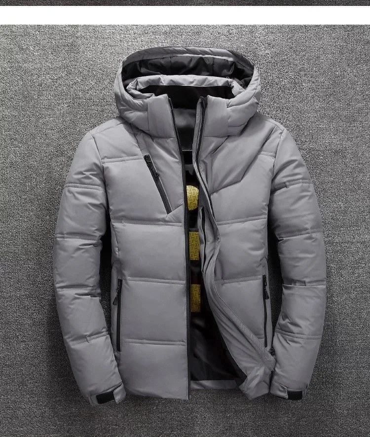 LEFT rom мужские высококлассные брендовые зимние теплые приталенные куртки с капюшоном/мужской пуховик высокого качества пальто XXXL