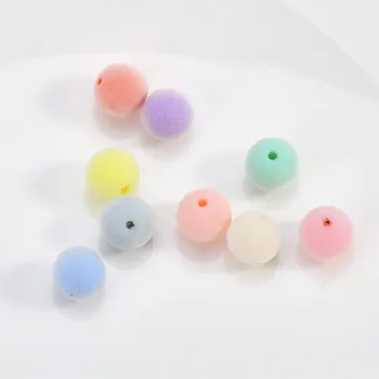 

Trendy New Pastel Colors 12MM Round Velvet Acrylic Loose Beads DIY Jewelry Findings Ornament Accessory Bracelet Necklace Earring