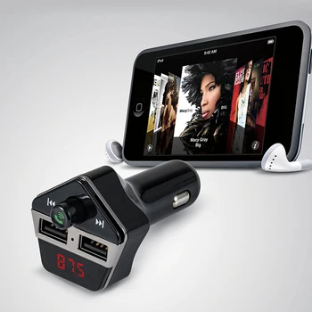 

Car Styling Bluetooth Car Kit Wireless FM Transmitter Modulator Hands-free U Disk Mp3 Player Dual USB Car Charger Voice Prompts