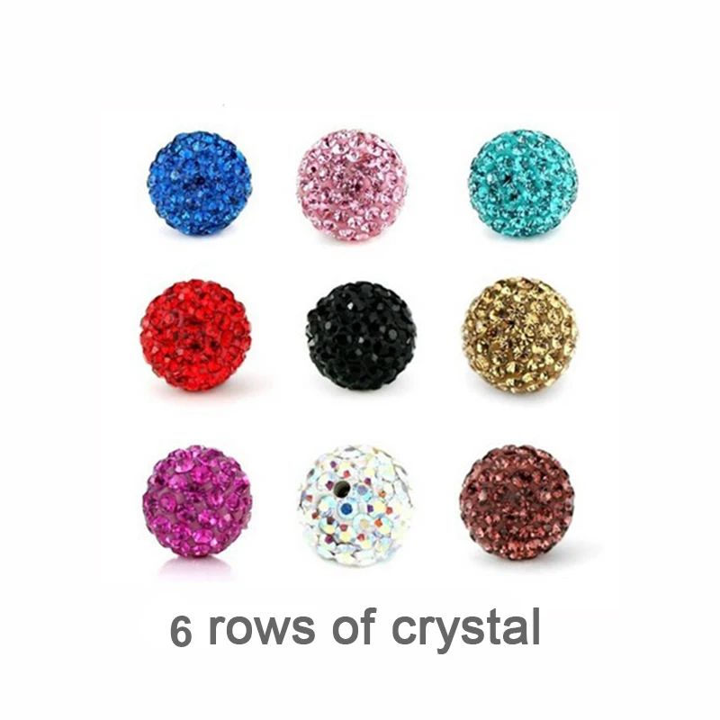 

AENINE Jewelry 6 Rows Of Crystal Beads Jewelry New Rhinestone Beads 10mm Micro Cubic Zirconia Disco Ball Beads Mix Color SHBE11