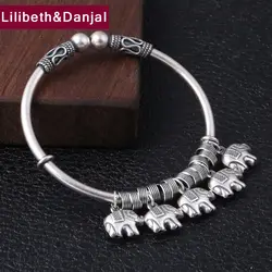 2019 Бангкок тайский слон регулируемый браслет 100% Серебро 925 пробы jewelry Для женщин Винтаж открытие девушка браслет B61