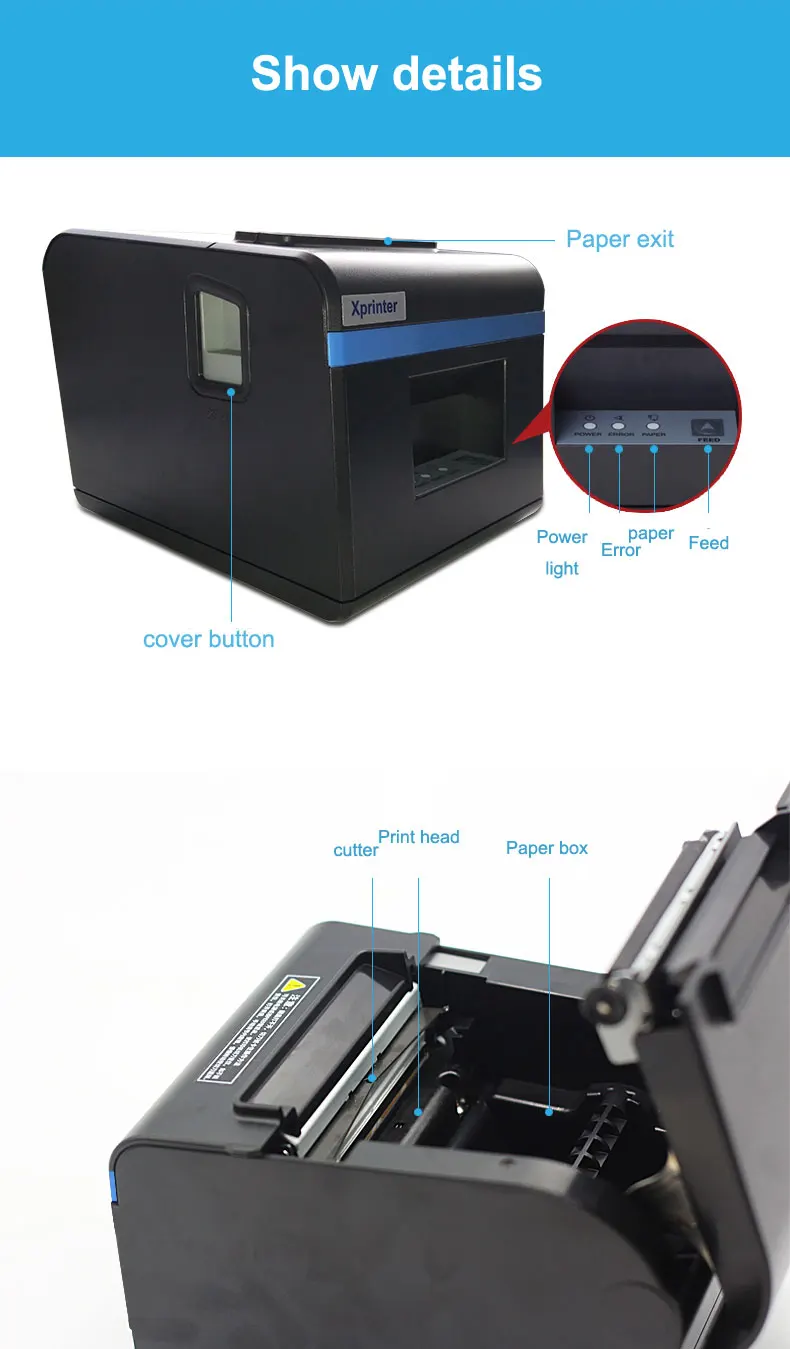 Высокое качество Авто-резак 80 мм термочековый принтер кухня/ресторанный Принтер POS принтер