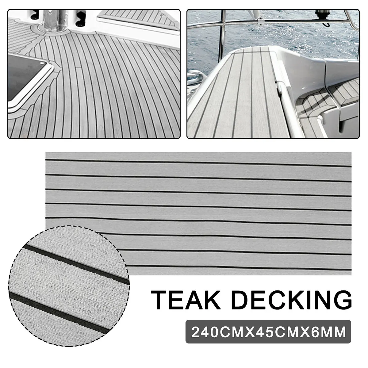 

240x45cm EVA Foam Teak Deck Floor Mat for Marine Boat Yacht 6mm Self Adhesive RV Foam Teak Deck Sheet Synthetic Foam Floor mat