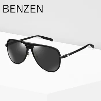 

BENZEN Classic Pilot Sunglasses Men Polarized Male Sun Glasses Al-Mg Cool Driving Glasses Shades Black With Case 9310