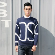 2017 Wholesale Pullover Sweater Men Autumn 0 Neck Casual Sweaters Print Letter Fashion Loose Men’S Warm Sweater