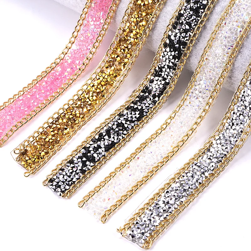 

1 Yard 2cm Resin Hot Fix Rhinestone Chain Trimming Glitter Strass Crystal Ribbon Hot-Fix Patches Applique DIY Decoration F0077