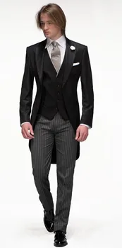 

Morning Style Groom Tuxedo Groomsmen Black Wedding/Dinner/Evening Suits Best Man Bridegroom (Jacket+Pants+Tie+Vest) B44