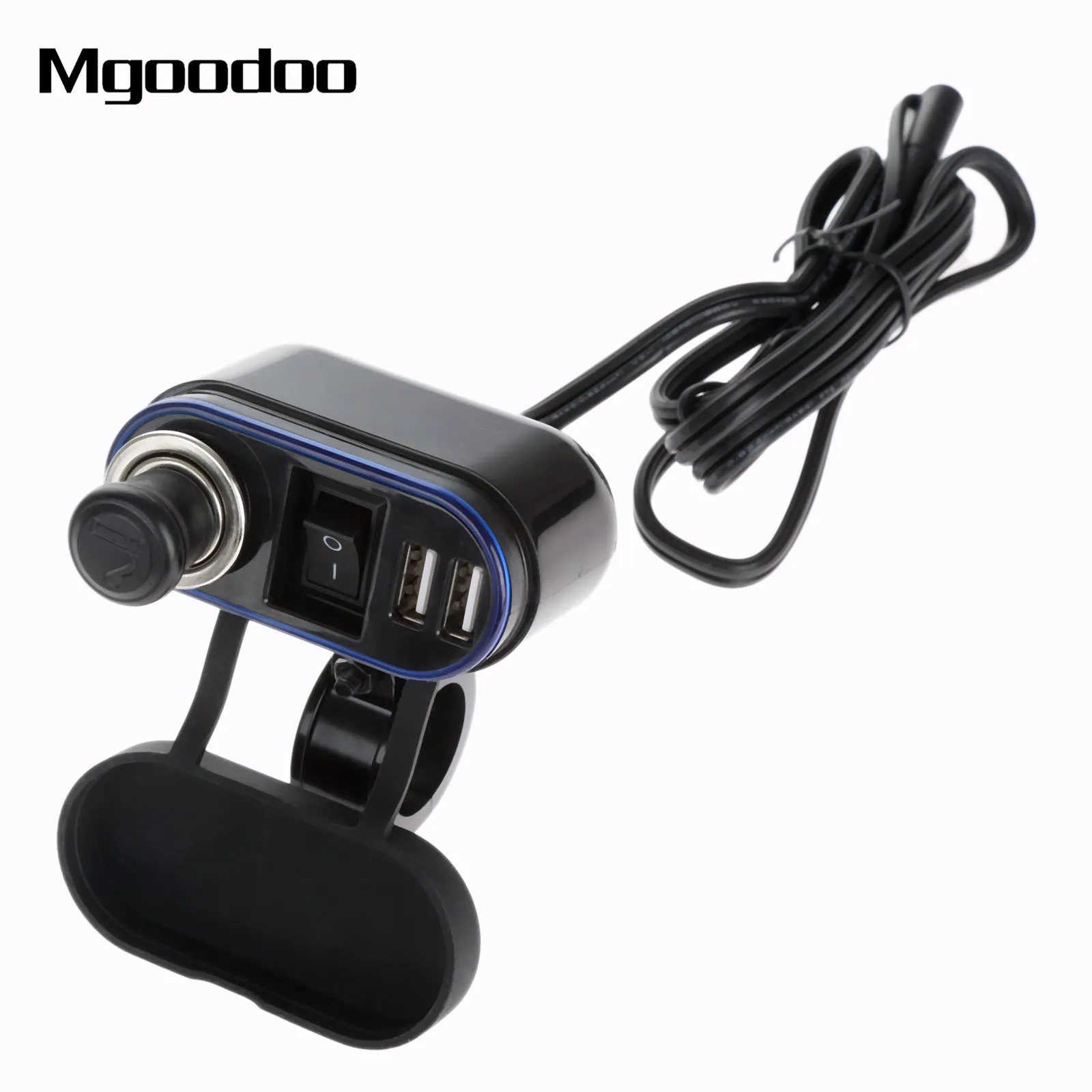 

Waterproof Motorcycle Dual USB Socket Charger Cigarette Lighter Charging Power Supply System 12-24V For Ihpone 22-25mm Handlebar