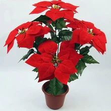 Имитация бонсай 1 букет Poinsettia Posy Декоративные Искусственные Рождественские цветы искусственный горшок растения домашний декор(без цветочного горшка