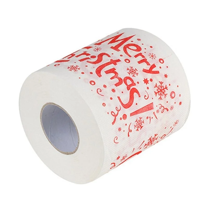 

1Roll Christmas Santa Claus Cartoon Printed Toilet Paper Pattern Roll Colored Table Kitchen Tissue three Options