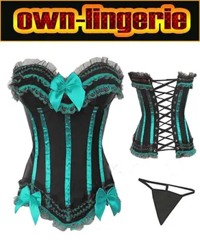 

Hot Selling Green Peasant Burlesque bady doll ladies sexy panty Corsets w3018
