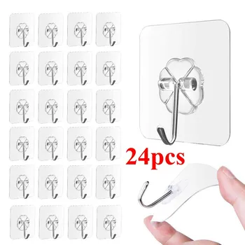 

24Pcs Transparent Strong Ventosa Suction Cup Sucker Wall Hooks Hanger Kitchen Bathroom Wall Hooks Key Towel Clothes Holder#25