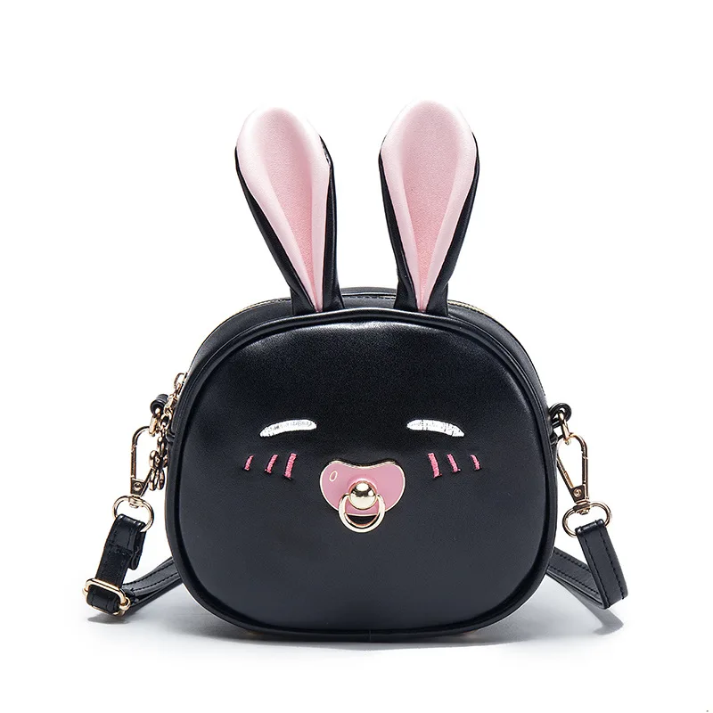 Милые детские сумки кролик ПУ сумки почтальон для детей девочек Мини Принцесса сумка через плечо сумка на цепочке подарки для девочек - Цвет: black