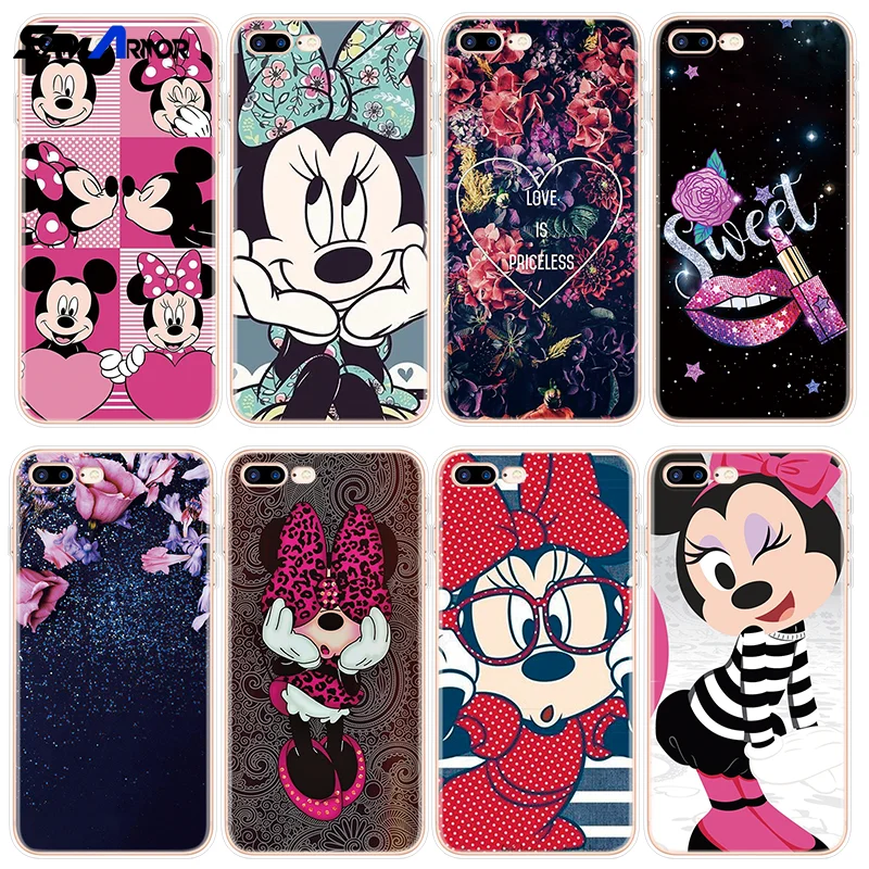 

For Xiaomi Redmi S2 5 Plus 6A 4A 3S Mi A1 5X Note 3 4X 5A 5 6 Pro For iPhone XS Max XR X 5 6 S 7 8 Plus Minnie Mickey Soft Case