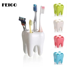 FEIGO 4 отверстия зубы стильная зубная щетка держатель Зубная щетка Подставка Полка для зубных щеток кронштейн контейнер аксессуары для ванной комнаты Набор F849