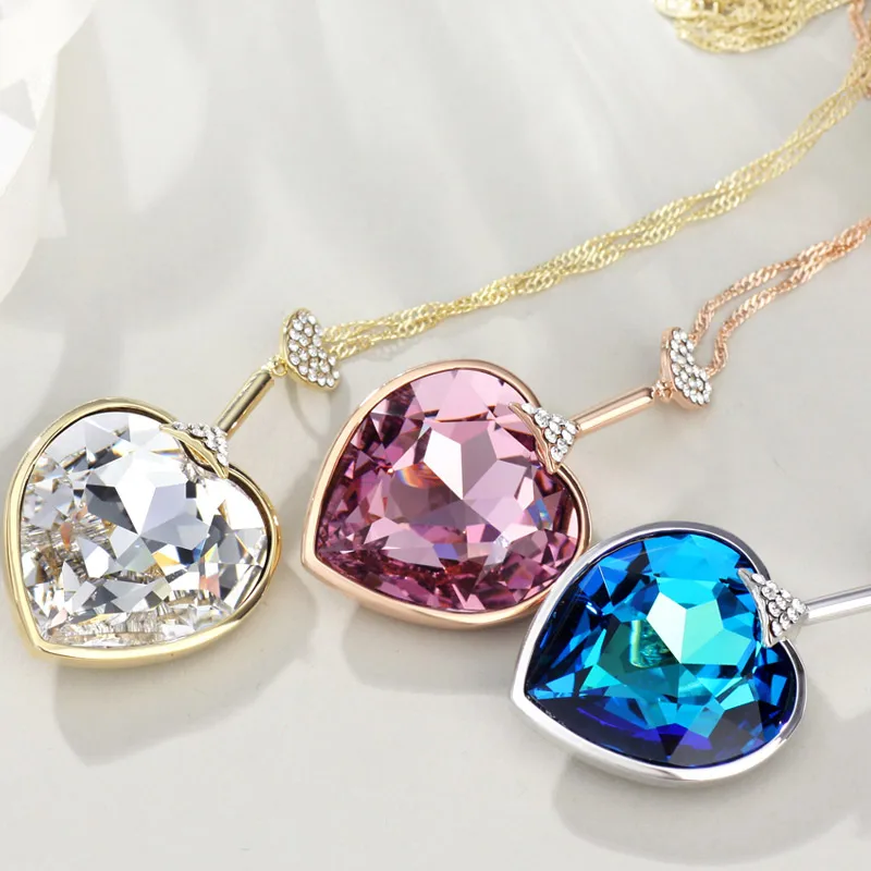 Neoglory, австрийские кристаллы и стразы Auden, длинное ожерелье с подвеской в виде сердца, стильные вечерние, красочные, для девушек, Романтичный подарок
