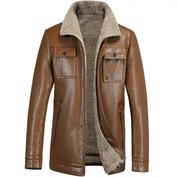 

2019 Fashion Men Leather Jacket Thick Slim Fit Warm Winter fur Designer Clothes Streetwear Mens Jackets Coats Free Shipping 8111