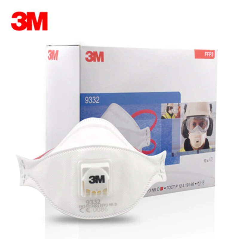 

3M 9332 flat foldable particulate respirator with exhalation valve FFP3