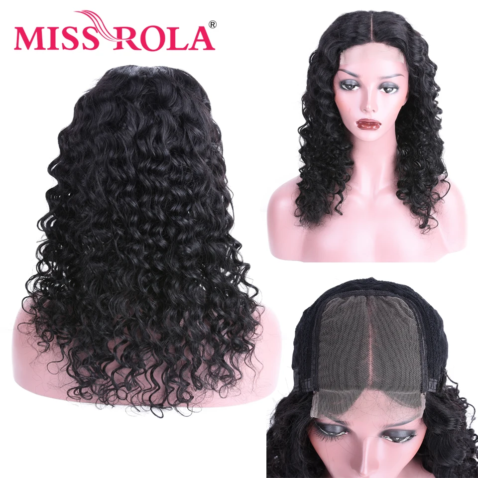 Мисс Рола волос бразильский кудрявый парик 10-20 дюймов Синтетические волосы на кружеве человеческих волос Парики Природный Цвет