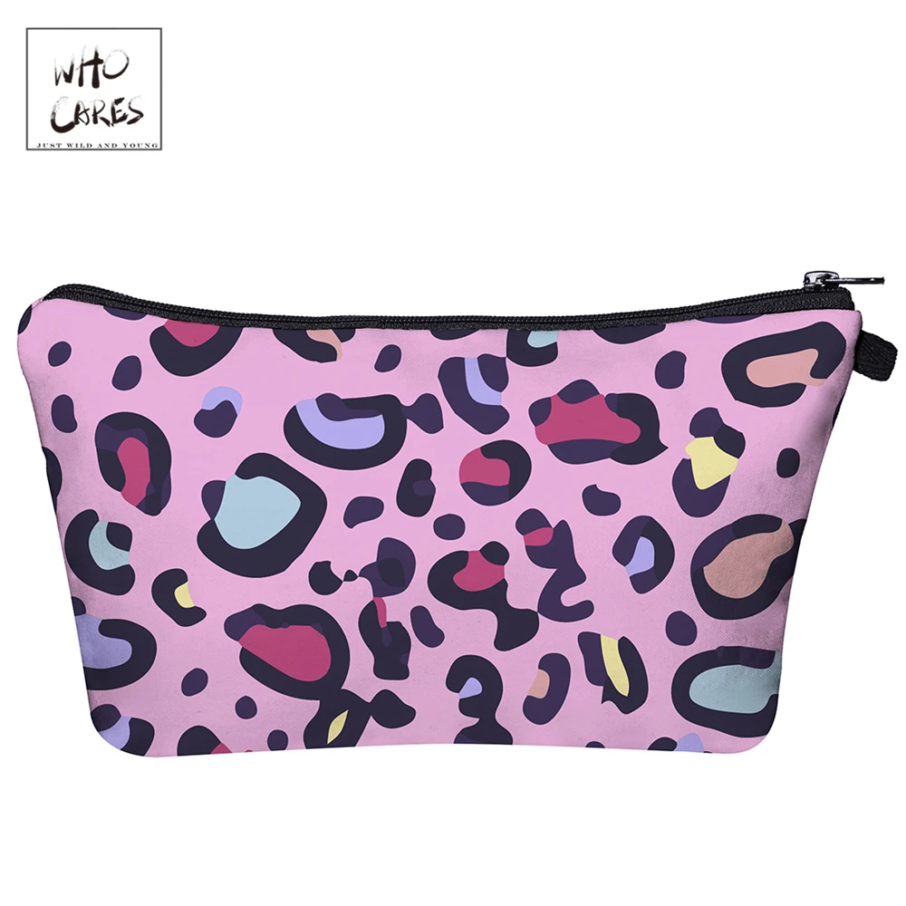 Кто заботится розовый мультфильм Leopard 3D печать макияж сумки модные Несессер для косметики путешествия дамы чехол для женщин Cosme сумка