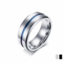 8 мм Мода простое кольцо Титан Сталь группа Обручение Юбилей сувенир для любителей пара Jewelry Для мужчин подарок на день Святого Валентина