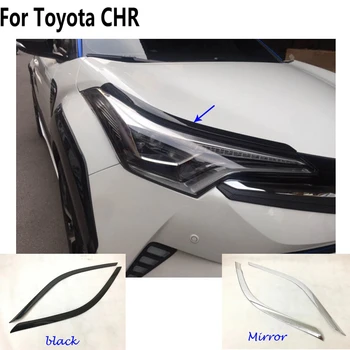 

For Toyota C-HR CHR 2017 2018 car body head front Eyebrow/trim light lamp frame stick accessories/Carbon fiber cover 2pcs