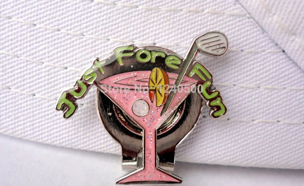 Pink Martini Glass Golf Ball Marker W/Bonus Hat Clip 2pcs/lot