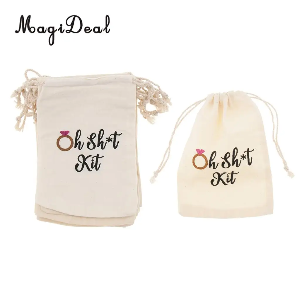 10pcs Oh Shit Kit Cotton Linen Jewelry Pouch Drawstring Bag Wedding Favor