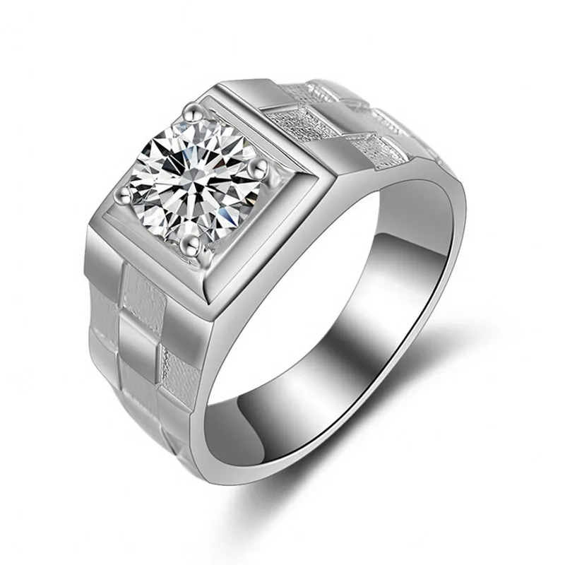 

Fashion Jewelry Watch style Solitaire Men ring 1.5ct 5A Zircon Cz 925 Sterling silver Emgagement Wedding Band Ring