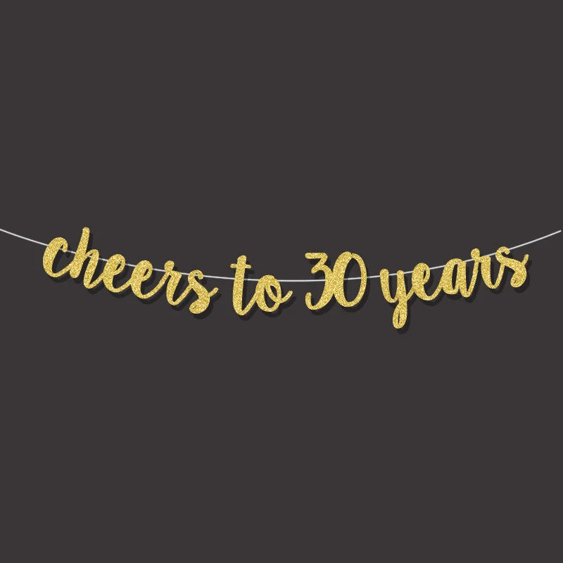 Cheers to 30 Years Banner 30th Birthday Party Banner 30th Anniversary Party Decoration bunting（White） 