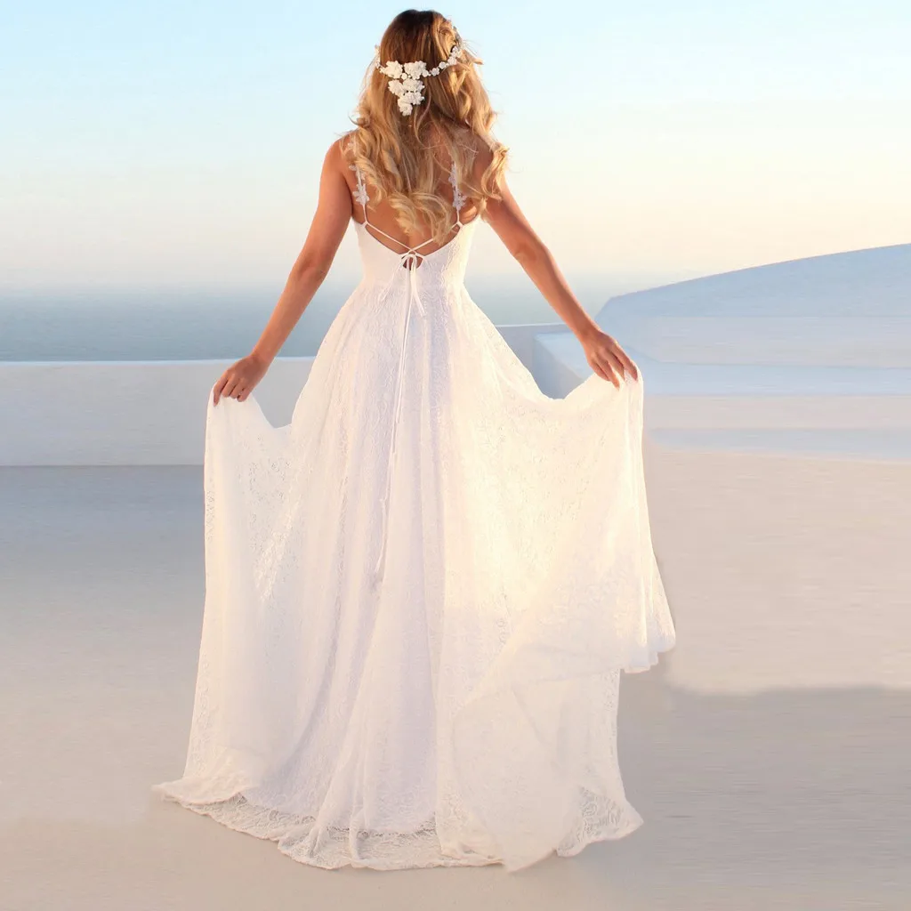 

Sexy Womens Sleeveless Strappy V-Neck Lace Dress 2019 New Drop Shipping