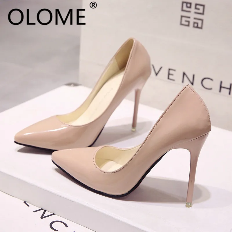 

2019 spring new fashion high heels ladies pointed stiletto shoes classic white beige women's shoes sexy party shoes 10cm blue XL
