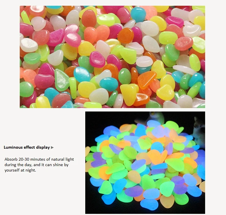 100PCS Glow In The Dark Artificial Luminous Pebbles Stone Aquarium Fish