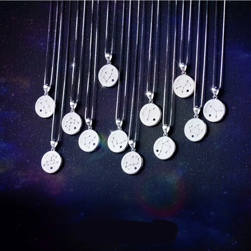 

DXJEL 925 Sterling Silver 12 Constellation Pendant Necklace Boho Jewelry Accessories Zodiac Charm Necklace Birthday Gifts Choker