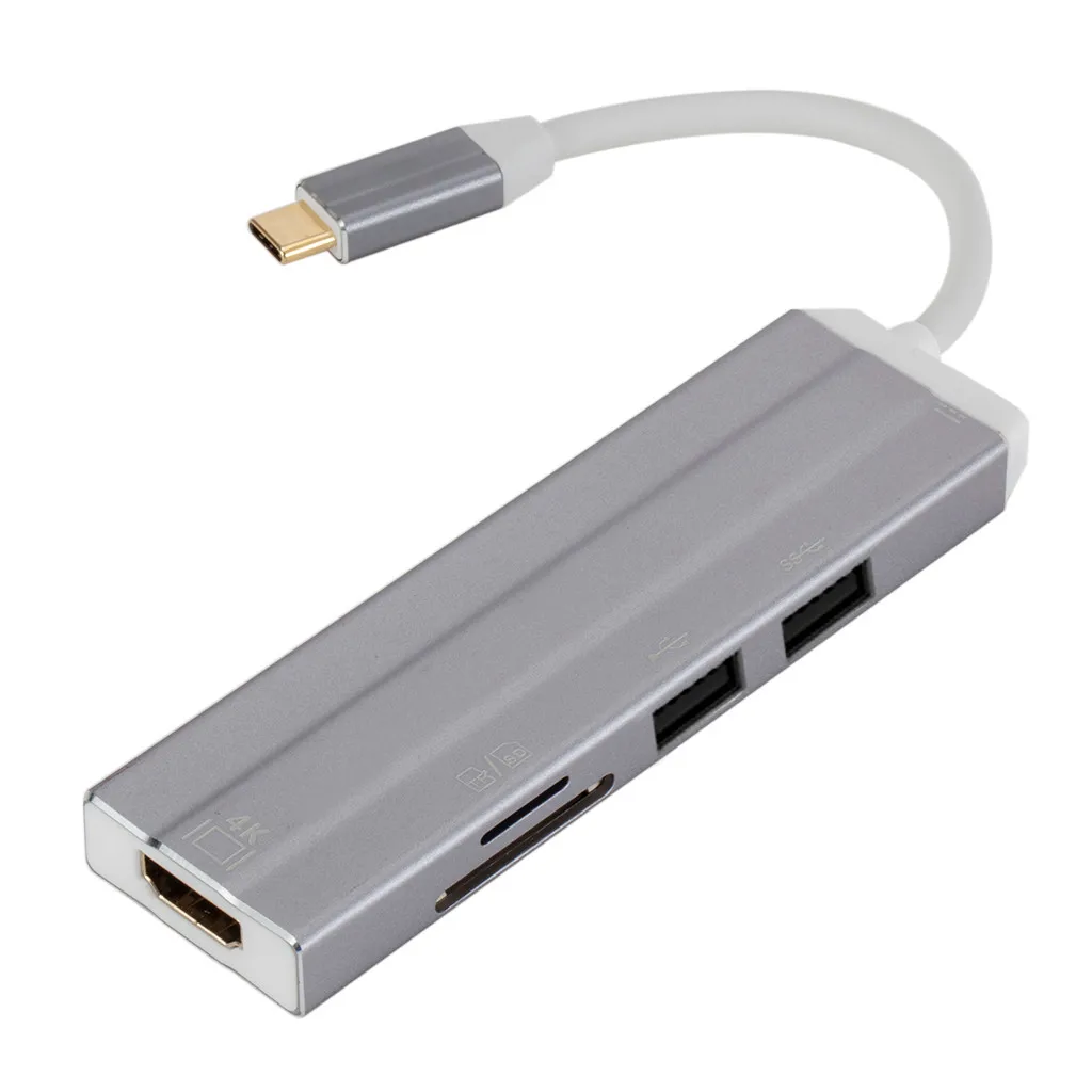 

6 In 1 HUB 4K HD Cable Adapte Type-C to HDMI Multi USB Splitter usb3.0/usb2.0 SD/TF Card Reader Computer Accessories 704